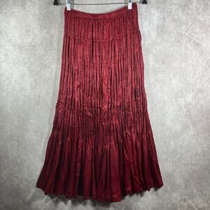 Uniqlo X Ines De La Fressange Maxi Skirt Womens Medium Red Polka Dot Tiered Boho